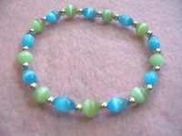 Blue and Green Fiber Optic Glass Bead Bracelet