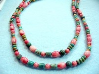 Turquoise and Pink Howlite Double Strand Necklace