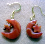 Carnelian Moon and Star Earrings