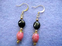Black Onyx and Pink Howlite Earrings