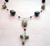 Dalmation Jasper Cross Pendant Necklace