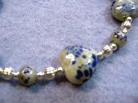 Gray and Blue Glass Hearts Bracelet
